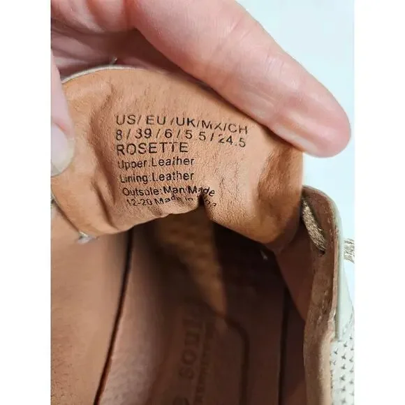 GENTLE SOULS KENNETH COLE Womens Tan Rosette Gold Wedge Leather Sneakers Shoes 8 - Picture 5 of 8